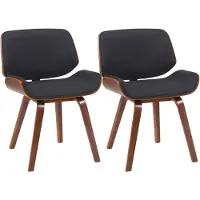 CLP Beverley Eetkamerstoelen - Set van 2 - Retro Kuipstoel met Gebogen Hout Walnoot Look - Luxe Gevoerde Stoelen - Stof/walnoot/zwart