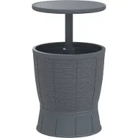 Outsunny Patio Bijzettafel Kunststof Ø49 x 58-84H cm Grijs
