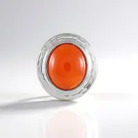 Cavill - Zilveren Hanger - 925 Sterling Zilver Platina Geplateerd - Ovale Carneool Cabochon 4 8ct - 18x17 mm - Oranje Edelsteen Sieraad