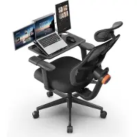 NEWTRAL Ergonomische Bureaustoel – Hoge Rugleuning, Adaptieve Lendensteun, 4D Armleuningen, 96°-136° Kantel, Afneembare Workstation – Zwart