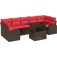 vidaXL Tuinbank Set 8 st Bruin Poly Riet