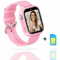 AngelTech Ultra GPS Horloge Kind Met Simkaart 4G – SOS knop – Smartwatch Kinderen – Whatsapp - HD Camera en Videobellen – Smartwatch Kind – GPS Tracker Kind – Smartwatch Kids - Elke polsmaat – Roze