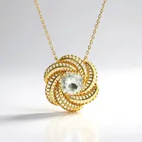 Cavill - 925 Sterling Zilver Halsketting - Vergulde Ketting met 1 8 ct Groene Amethist - Rond 8 mm Braziliaans Edelsteen - Elegante Sieraden 45 7 cm