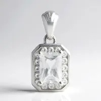 Cavill - Zilveren Hanger - 925 Sterling Zilver - Danburiet 0,945 ct Achthoekig Briljant - 16 Cambodjaanse Zirkonen 0,331 ct - Elegant Sieraad Dames