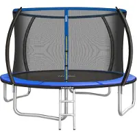 TecTake Trampoline met Veiligheidsnet en Trap - 305 cm - Veilig en Stevig voor Buiten - Tuintrampoline - Fitnesstraining - Kindertrampoline
