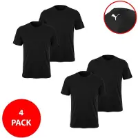 Puma Heren T-Shirt 4-Pack - Maat S - Zwart - Basic Shirts Heren - 100% Katoen - Regular Fit - Crew Neck - Sportief Casual Shirt