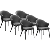 Vente-unique Set van 6 Stoel met armleuningen van leer en staal - Zwart - MIBELLY van Maison Céphy