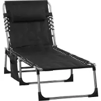 Outsunny - Ligbed - 5 Standen - met Kussen - Polyester - Zwart