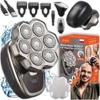 Zenwire MasterBlade YK312-7 Hoofdscheerapparaat 7D - Elektrisch Scheerapparaat Mannen, Nat & Droog, 5-in-1 Trimmer voor Hoofd, Baard, Neus, Oren & Lichaam, Titanium Mesjes, USB-C, LED Display, IPX5