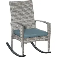 Outsunny Poly-rotan schommelstoel schommelstoel schommel tuinstoel met zitkussen bruin 867-020