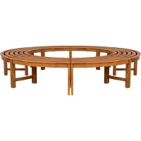 CLP Nila halfrond tuinbankje - boombank - weerbestendig - zonder rugleuning - 360 graden - diameter 250 cm - teak - bruin