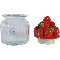 Décoris Voorraadpot Aardbei H19cm Glas/aardewerk Transparant transparant Glas