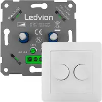 LEDVION - LED Duo Dimmer 3-100W - Incl. Witte Afdekplaat - Universeel