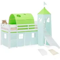 Homestyle4u Hoogslaper - 90x200 cm - groen - met lattenbodem en matras