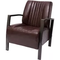 Mendler Fauteuil -H10, loungestoel gestoffeerde fauteuil, metalen industrieel ontwerp ~ vintage bruin