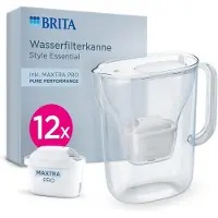Brita Waterfilterkan Style Essential Cool - 2,4L - Wit - incl. 12x MAXTRA PRO Pure Performance Waterfilterpatronen - past in de koelkast, met Smart LED Light & klapdeksel