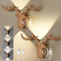 Lapalife 2 stuks LED-nachtlamp met bewegingssensor, oplaadbare magnetische wandlampen, dimbaar, 3 kleurtemperaturen, geschikt voor hal, trap, slaapkamer, in lichtbruin