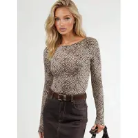Busem Slim Fit Bootneck Luipaardprint Blouse
