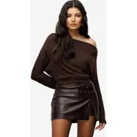 MixRay Asymmetrische Kraag Slim Fit Crop Blouse met Uitsnijding