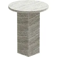 NORR11 Soho bijzettafel Zilver travertin, Ø40x50 cm
