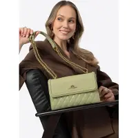 WITTCHEN Dames Messenger Bag van echt leer met stiksel in pistache