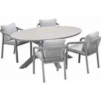 Garden Impressions Tarera tuinset 5-delig dakar sand - Tulli tuintafel 180x115 cm - light teak vironwood
