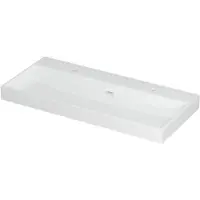 Ink Urban Wastafel Porselein met 2 Kraangaten - 1000x450x80 mm - Glans Wit