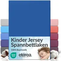 Eterea Cosmesi Naturale etérea Jersey Hoeslaken 60x120 - 70x140 cm Oekotex Made in Green - 100% katoen - Blauw