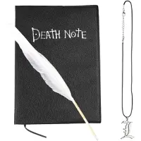 JeiibrZui Death Note Notitieboek Anime Dagboek Met Pen En Ketting Voor Cosplay Fans School Kantoor Student Cadeau - 21x15 Cm - 148 Pagina's - Zwart