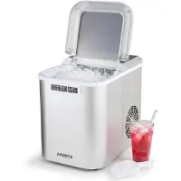 Arebos Jsblokjesmachine – IJsblokjesmaker – binnen 10-15 minuten - met IJsschep - 12kg/24u - 2,2L Watertank - Zilver