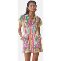 Love & roses Jumpsuit hemelsblauw / geel / grasgroen / lichtroze