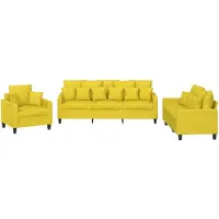 vidaXL 3-delige Loungeset met kussens stof lichtgeel