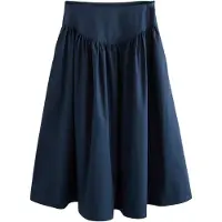 Next - Dames - Midi-rok van katoenpopeline met verlaagde taille - Blauw