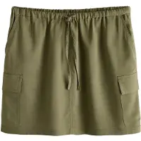 Next - Dames - Minirok met elastische taille, zakken en linnen - Groen