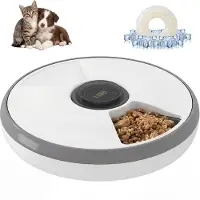 PawHut Voederautomaat voor huisdieren-ABS-Ø31,5 x 8,3H cm-Grijs