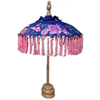 Van der leeden Parasol Bali Bloemen - Blauw - Ø50cm