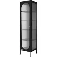 ECD-Germany Vitrinekast 42x175x40 cm Vitrinekast met 4 planken zwart staal ML design