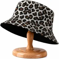 Jumada 's Omkeerbaar Vissershoedje / Bucket Hat - Panterprint - Zwart - Katoen - Unisex