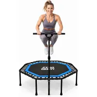 Zero Gravity Fitness-trampoline 135 cm - extra groot springvlak, ideaal voor jumping fitness - stabiele achthoekige indoor-trampoline met handgreep - hoogwaardige bungee-vering - tot 130 kg