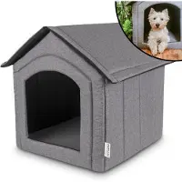 Petsona Hondengrot XL 56x60x61 cm - Kattenbed - Hondenkussen waterafstotend - Hondenhuis binnen - Hondenmand - Grijs