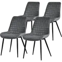ML-Design Eetkamerstoel set van 4 antraciet met fluwelen bekleding en stalen poten Keukenstoel met rugleuning ML design