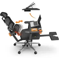 NEWTRAL Pro NT002: Ergonomische bureaustoel met voetsteun - Kantoel met hoge rugleuning + Verstelbaar werkblad