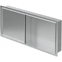 LuxeBath Wand nis douche met betegelbare deur 25,5x55,5 cm zilver roestvrij staal randloze douche nis douchebak
