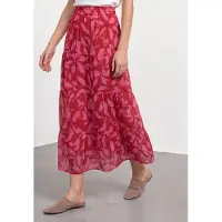 Street One Dames Chiffon maxirok met print - Rood - 36