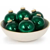 Krebs Kerstballen - 16x - emerald groen - glas - glans - 7 cm - luxe kerstversiering