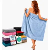 Komfortec Set van 2 Handdoeken 80x200 cm - 100% Katoen - XXL Saunahanddoeken - Badlaken - Strandlaken - Badhanddoek- Douchelaken - Zacht - Hoge Absorptie - Sneldrogend - Lichtblauw