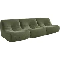 Sweeek Fauteuils alpaca effect stof Sokol 1 zitplaats (set van 3) Kaki