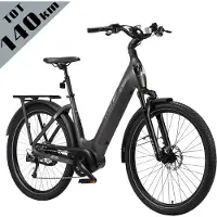 TTGO Elektrische Fiets - Stadsfiets 27.5 Inch - Middenmotor - 18Ah Accu tot 140 km - Shimano 9 Versnellingen - Hydraulische Schijfremmen - Grijs