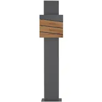 ML-Design Staande brievenbus met krantenvak 37x36,5x11 cm antraciet/houtlook van staal ML design, modern diagonaal ontwerp, stahoogte 120/170 cm antraciet