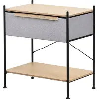 ML-Design Nachtkastje 62x67,5x42,5 cm eiken van staal, MDF met stoffen lade ML Design